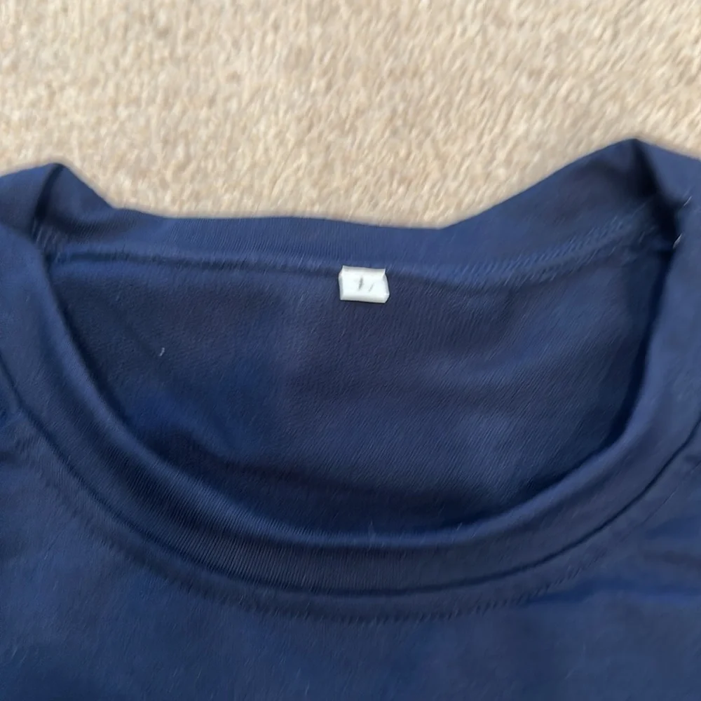 Aviator Nation INSPIRED sweatshirt- navy w red lightning bolt striped sleeves - Picture 4 of 4